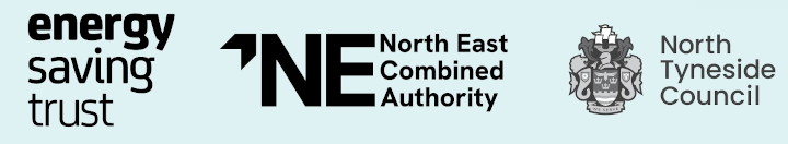 Energy saving trust, NE combined Authority, North Tyneside COuncil logos