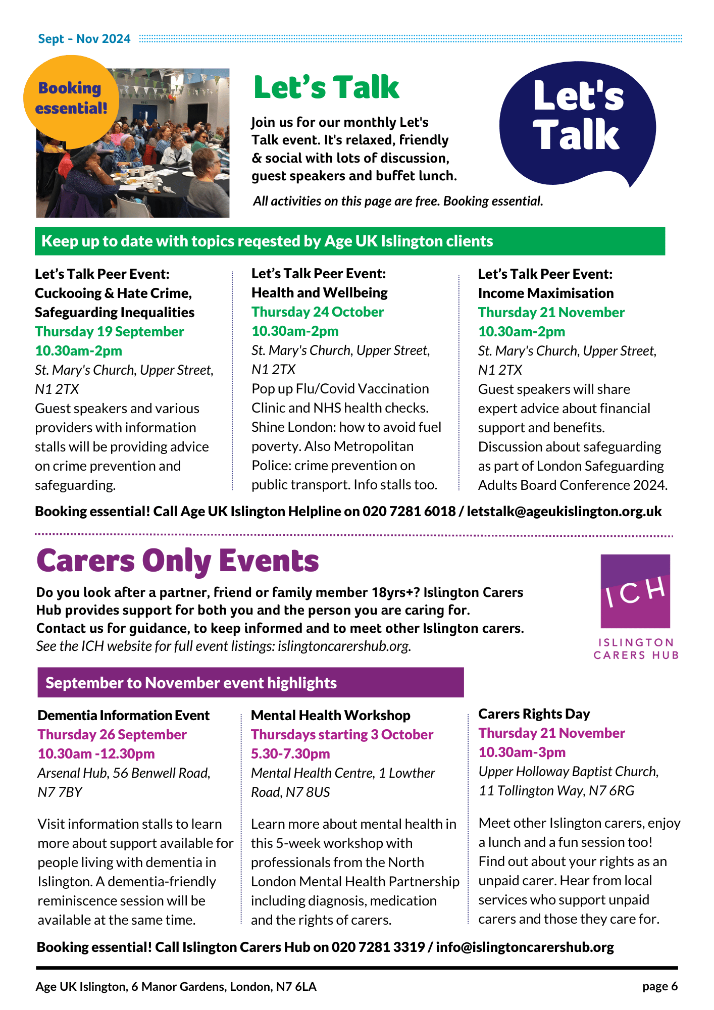 Let's Talk and Carers Events