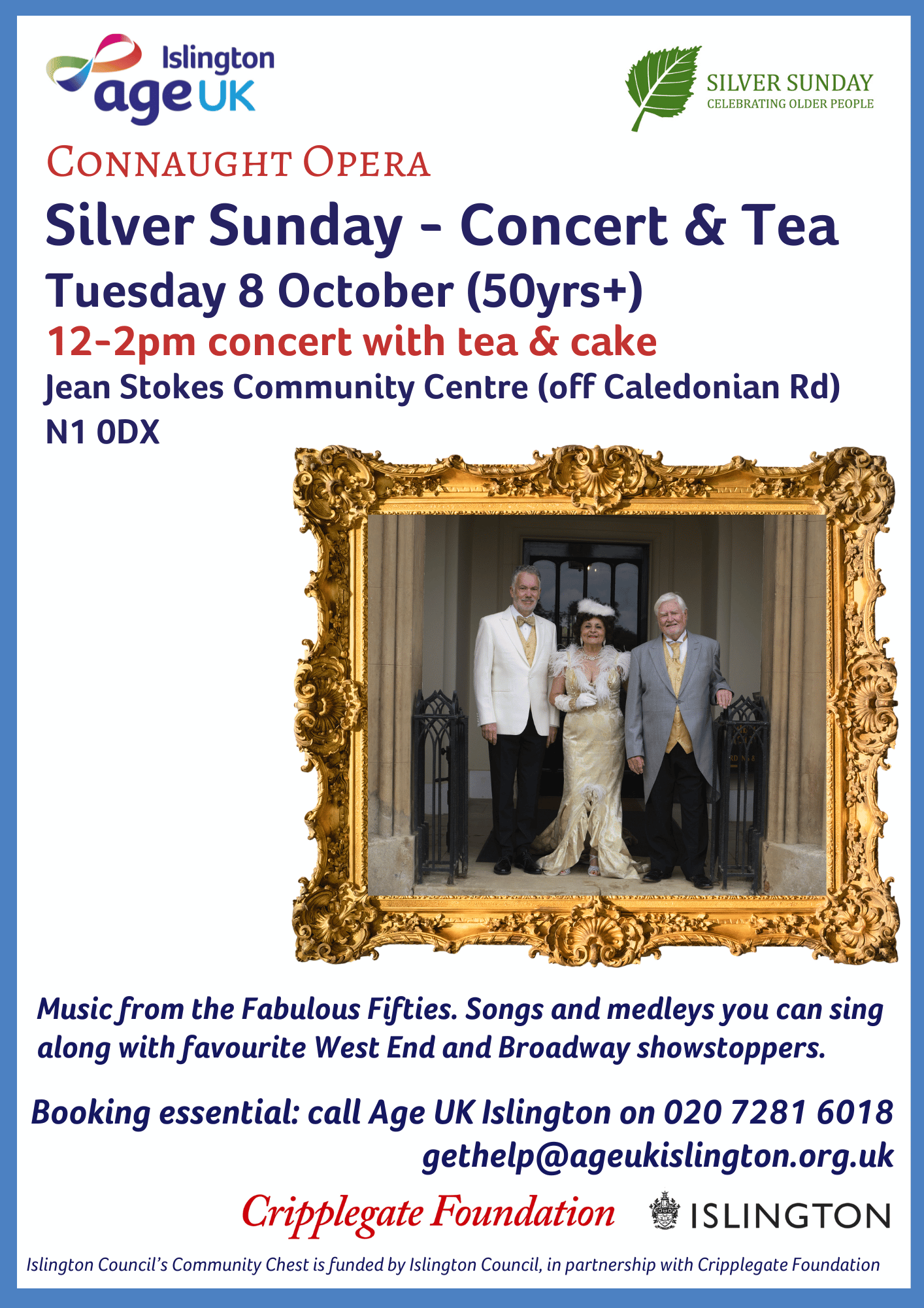 Silver Sunday Concert and Tea Photo of 3 glamorous older performers dressed in period clothes