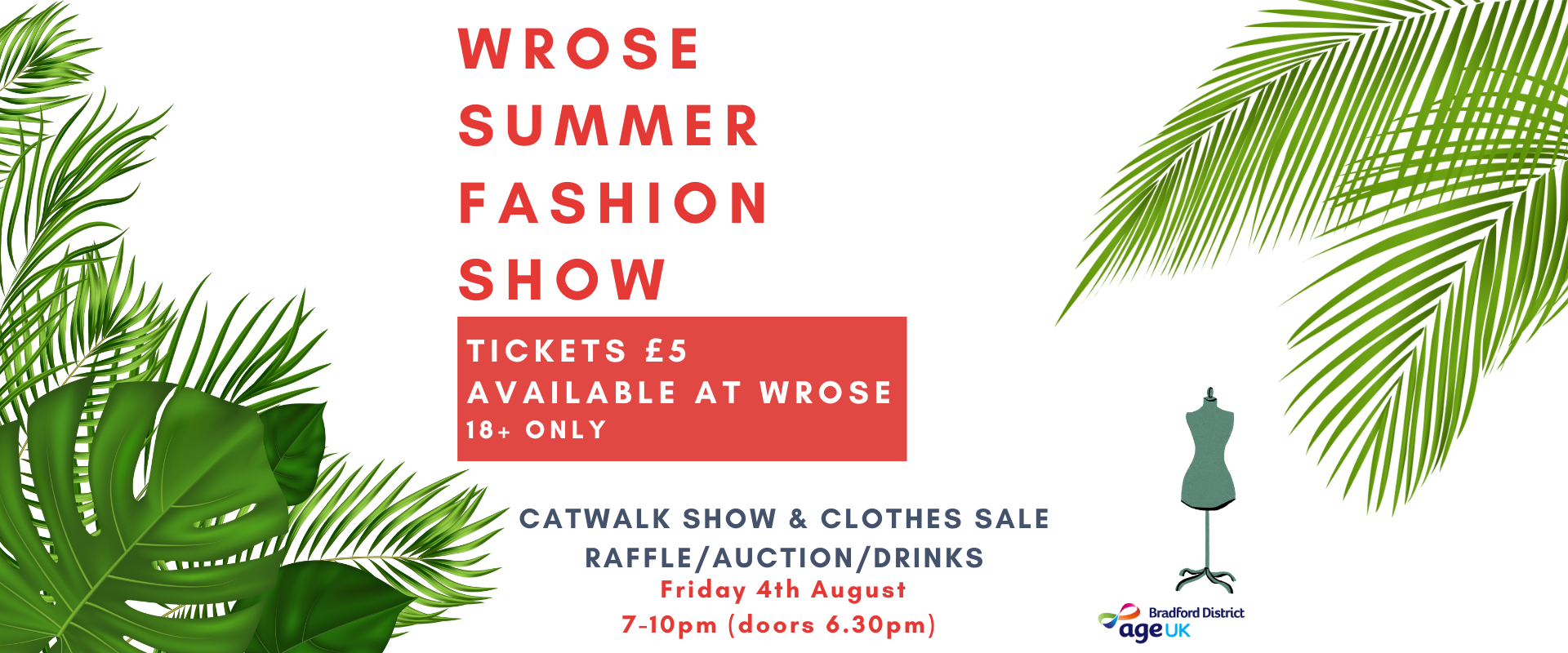 Poster for the Wrose Summer fashion show August 2023