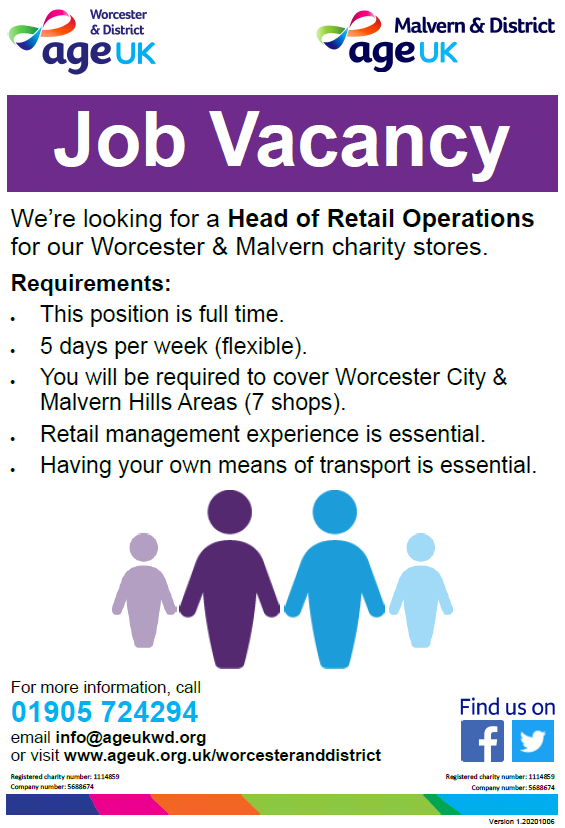 Job Vacancy Age UK Malvern District