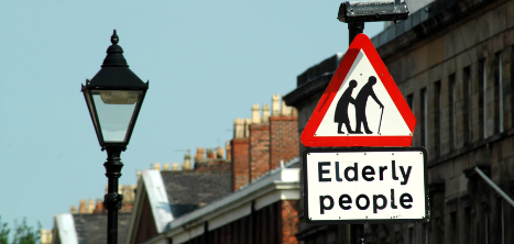 Street sign reading 'Elderly People'