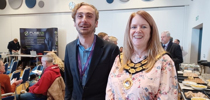 Jamie Christie with the Mayor of Daventry, Cllr Karen Tweedle.