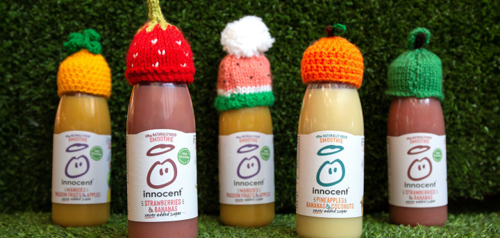 Little Hats on Innocent Bottles for The Big Knit