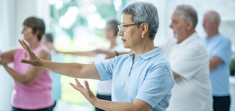 Older people at an exercise class