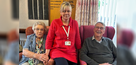 Volunteer Beryl with Age UK Shropshire Telford & Wrekin day centre members