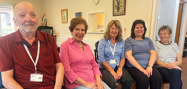  Day centre volunteers Peter, Rita, Elaine, Mel and Susan.