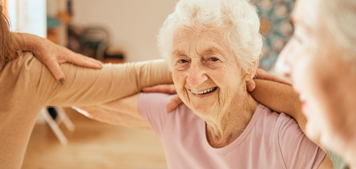 Older women dancing together