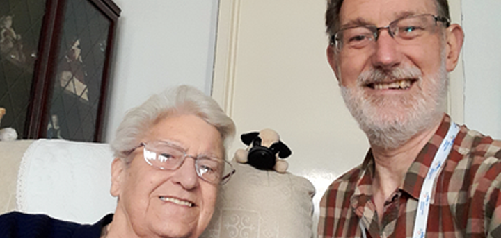 Befriending volunteer Terry taking a selfie with his client