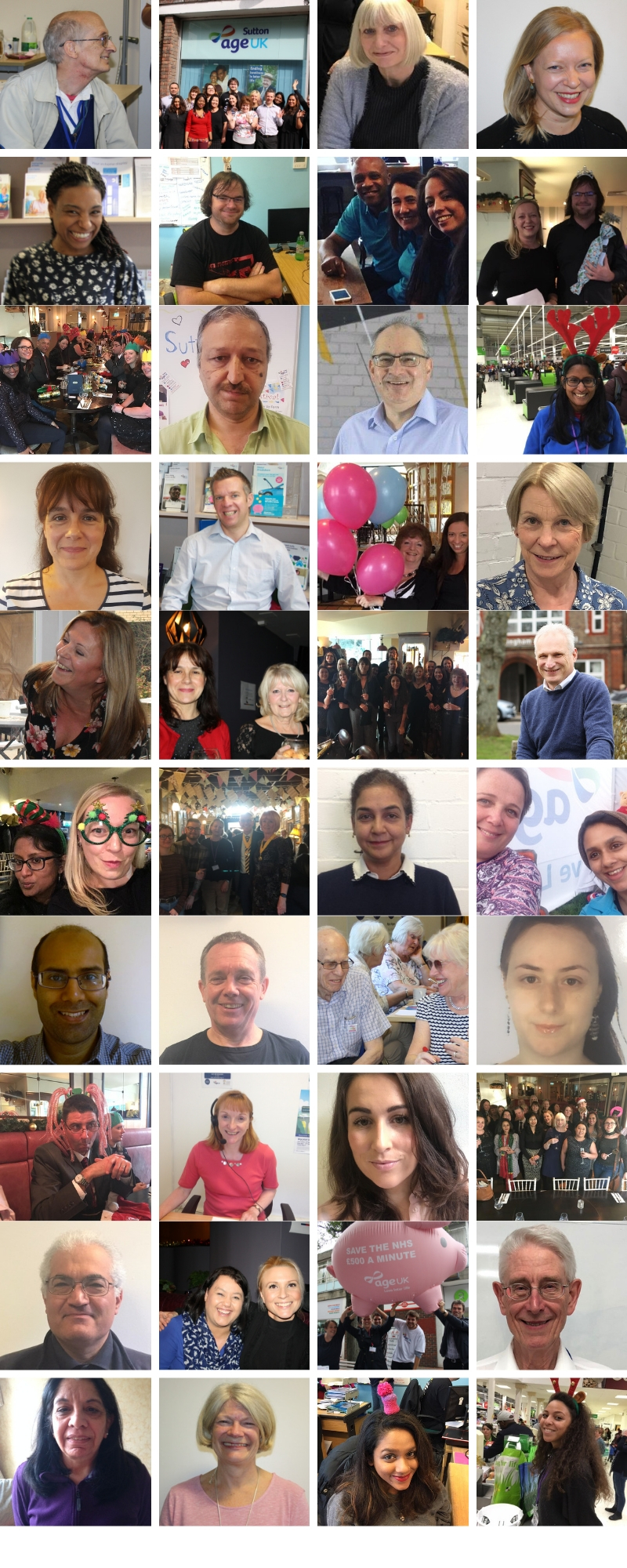 image collage of staff and volunteers of Age UK Sutton