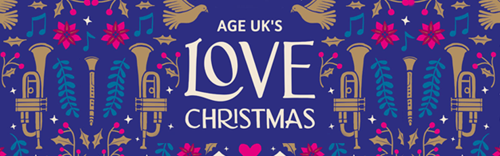 A blue banner saying Love Christmas